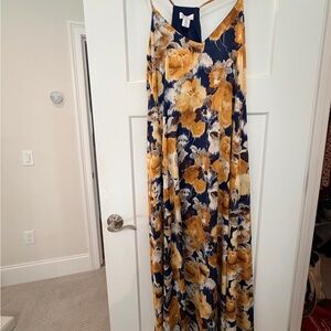 Nicole Miller Abstract Print Dress in Navy and Gold